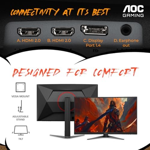 AOC CU34G4V 34 Frameless Curved Ultrawide Gaming Monitor  WQHD 3440 x1440 1500R  180Hz 0 5ms MPRT  Display Port x1  HDMI x1  AMD FreeSync Premium  Height Adjustable  3 Year Zero Bright dot  Black
