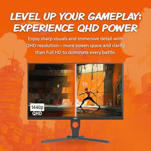 AOC Q27G10ZE 27 Gaming Monitor  QHD 2560 x 1440  Up to 260Hz 0 5ms  HDMI 2 0 x2  Display Port x1  3 Sided Frameless  Console Gaming Ready  3 Year Zero Bright Dot