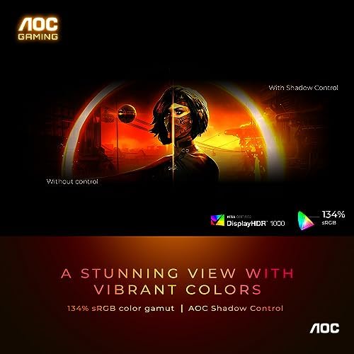 AOC Q27G3XMN 27 2K QHD Gaming Monitor  2560x1440  Mini LED  180Hz  HDMI 2 0 x 1  DisplayPort 1 4 x1  Adaptive Sync  Xbox/PS5/Switch Ready  3 Year Zero Bright dot