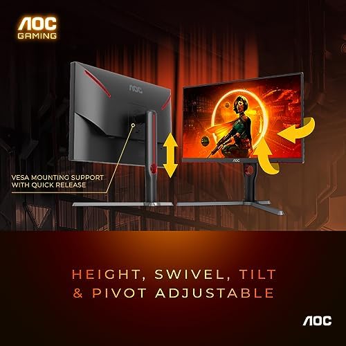 AOC Q27G3XMN 27 2K QHD Gaming Monitor  2560x1440  Mini LED  180Hz  HDMI 2 0 x 1  DisplayPort 1 4 x1  Adaptive Sync  Xbox/PS5/Switch Ready  3 Year Zero Bright dot