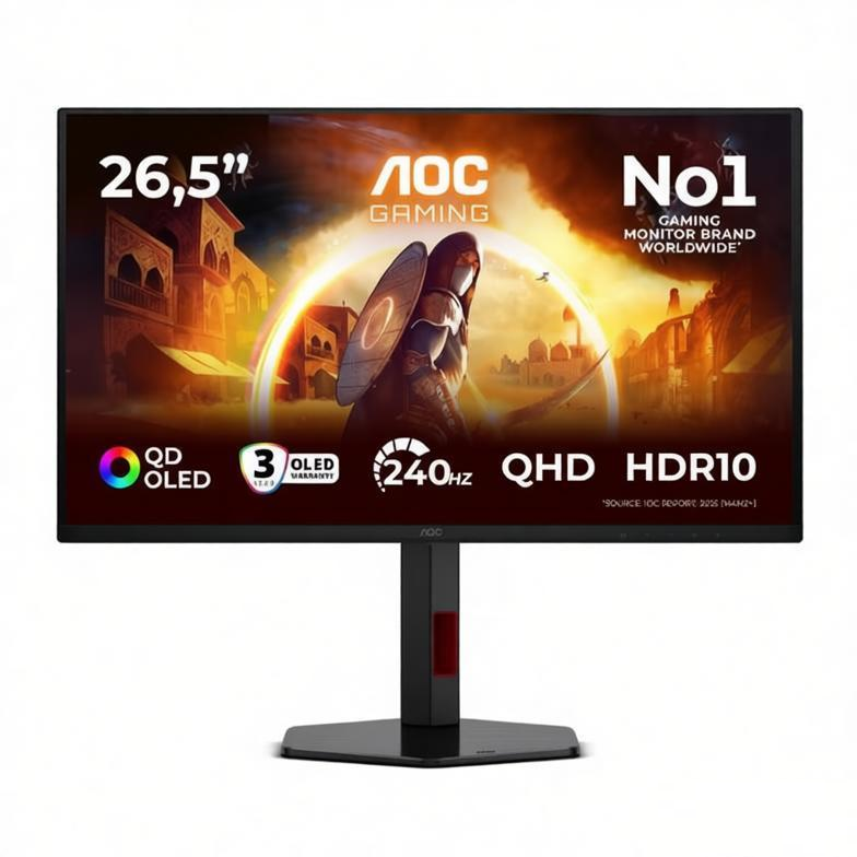 AOC Q27G4ZDR QD OLED 26 5" 2K QHD 2560 x 1440 240Hz HDR10 Gaming Monitor Black