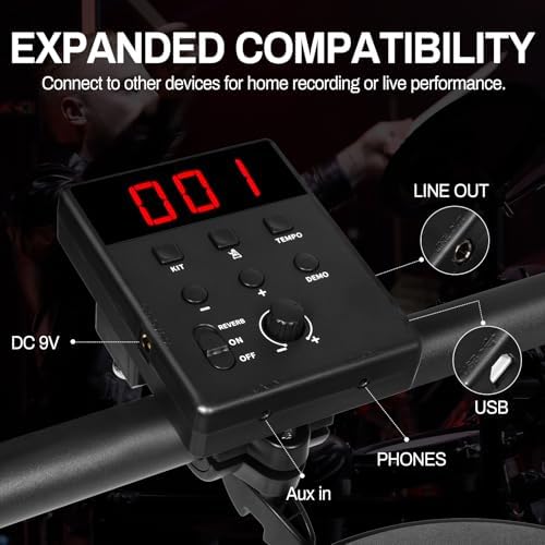 AODSK Electric Drum Set with 4 Quiet Drum Pads Portable and Solid Drum Set for Beginner with 200 Sounds 2 Switch Pedal Drum Throne Drumsticks Headphones  UAED 403T 