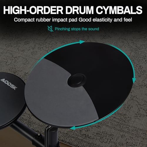 AODSK Electric Drum Set with 4 Quiet Drum Pads Portable and Solid Drum Set for Beginner with 200 Sounds 2 Switch Pedal Drum Throne Drumsticks Headphones  UAED 403T 