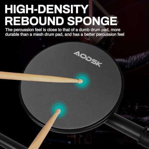 AODSK Electric Drum Set with 4 Quiet Drum Pads Portable and Solid Drum Set for Beginner with 200 Sounds 2 Switch Pedal Drum Throne Drumsticks Headphones  UAED 403T 