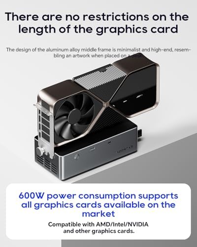 AOOSTAR Base EGPU AG02 con fuente de alimentación de 800 W, puertos OCuLink+USB4 e intercambio en caliente TGX, soporta hasta 600 W EGPU (no compatible con 5090,5090D)