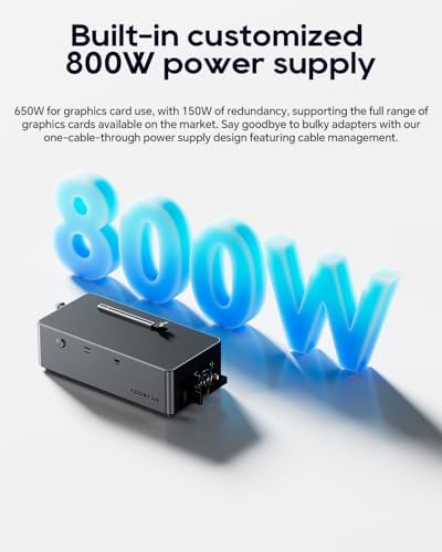 AOOSTAR Base EGPU AG02 con fuente de alimentación de 800 W, puertos OCuLink+USB4 e intercambio en caliente TGX, soporta hasta 600 W EGPU (no compatible con 5090,5090D)