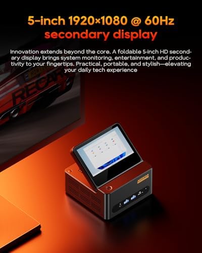 AOOSTAR G FLIP AMD Ryzen 9 8945HS Mini PC 8C/16T  up to 5 2GHz   32GB DDR5 1TB PCIe4 0  Radeon 780M Graphics Mini Computer  with 5 inch Touchscreen  with OCuLink Dual USB4  Dual 2 5G LAN/HDMI/WIFl6