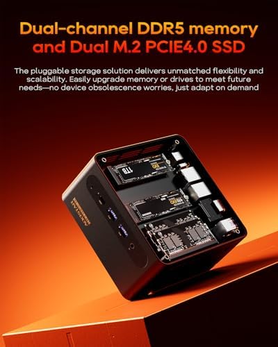 AOOSTAR G FLIP AMD Ryzen 9 8945HS Mini PC 8C/16T  up to 5 2GHz   32GB DDR5 1TB PCIe4 0  Radeon 780M Graphics Mini Computer  with 5 inch Touchscreen  with OCuLink Dual USB4  Dual 2 5G LAN/HDMI/WIFl6