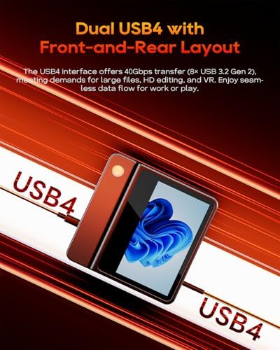 AOOSTAR G FLIP AMD Ryzen 9 8945HS Mini PC 8C/16T  up to 5 2GHz   32GB DDR5 1TB PCIe4 0  Radeon 780M Graphics Mini Computer  with 5 inch Touchscreen  with OCuLink Dual USB4  Dual 2 5G LAN/HDMI/WIFl6