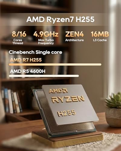 AOOSTAR MACO AMD Ryzen 7 H255 Mini PC 8C/16T  up to 4 9GHz   Support OpenClaw NO RAM NO SSD  Radeon 780M Graphics Mini Computer  Support Four Display  with OCuLink Dual USB4