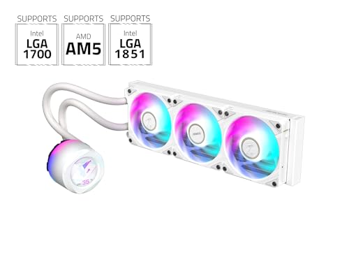 AORUS WATERFORCE X II 360 ICE Liquid CPU Cooler  360mm Radiator with 3X 120mm Low Noise ARGB Fans  Compatible with Intel LGA1851  LGA1700  and AMD AM5  GP AORUS WATERFORCE X II 360 ICE 