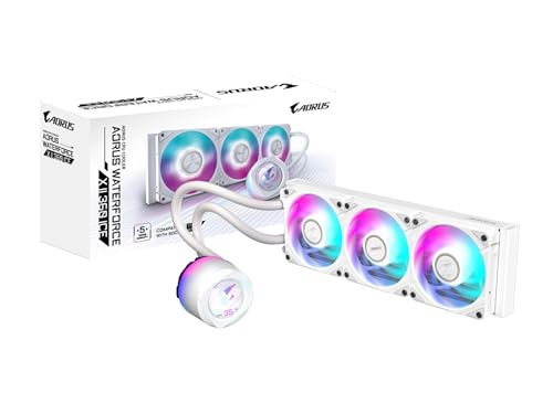 AORUS WATERFORCE X II 360 ICE Liquid CPU Cooler  360mm Radiator with 3X 120mm Low Noise ARGB Fans  Compatible with Intel LGA1851  LGA1700  and AMD AM5  GP AORUS WATERFORCE X II 360 ICE 