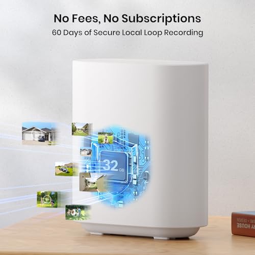 AOSU Cámaras de seguridad inalámbricas para exteriores, kit de 4 cámaras, sin suscripción, alimentado por energía solar, sistema de cámaras de seguridad para el hogar con giro e inclinación de 360°,