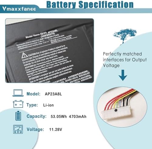AP23A8L 53 05Wh Laptop Battery Replacement for Aspire 3 A317 55P A315 24P Aspire Go 15 AG15 31P Extensa 15 EX215 23 Series Notebook 4703mAh 11 28V
