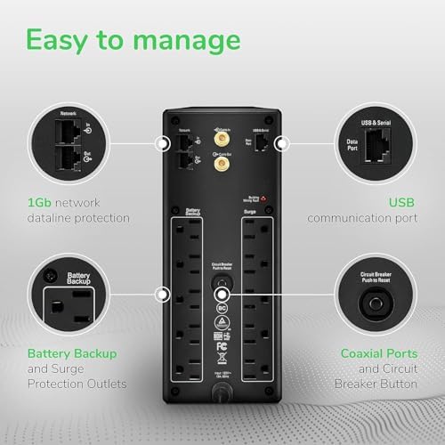 APC UPS Back UPS Pro 1500VA UPS  900W Battery Backup & Surge Protector  AVR  10 Outlets  NEMA 5 15R   LCD  BX1500M Uninterruptible Power Supply for Computers  Wi Fi Routers  Home Office Electronics