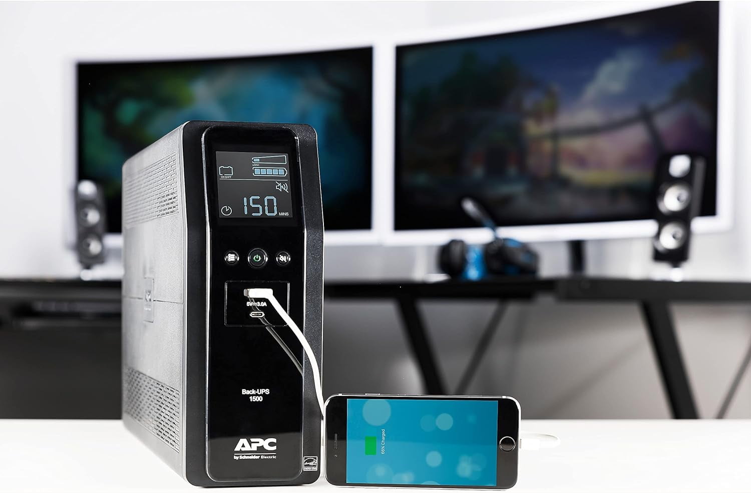 APC UPS Battery Backup Surge Protector  1500VA  900W Uninterruptible Power Supply  Back UPS Pro  BN1500M2    Black