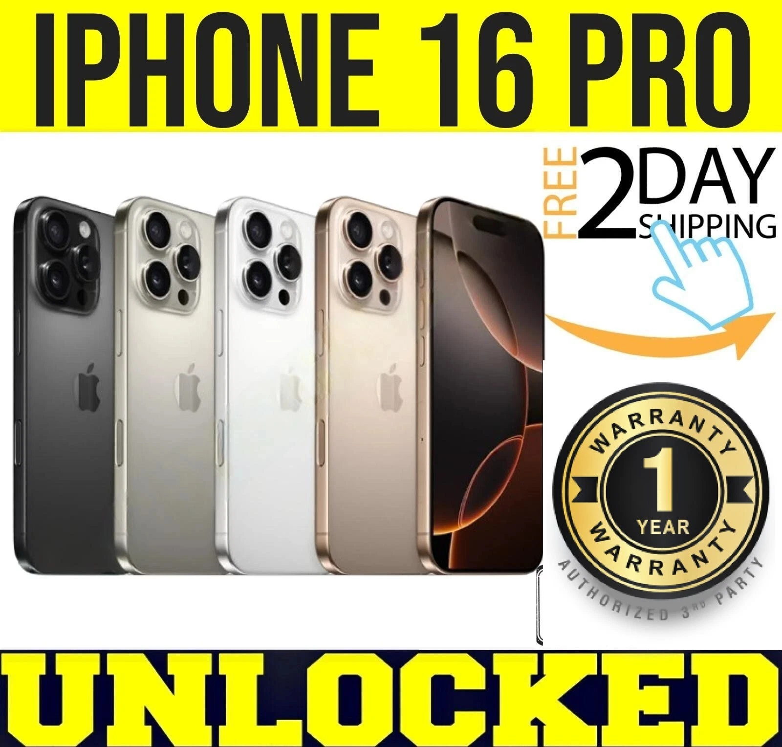 APPLE IPHONE 16 PRO 128GB 256GB 512GB 1TB  UNLOCKED    1 YEAR WARRANTY   SEALED 
