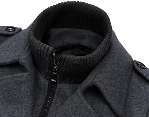 APTRO Mens Pea Coat Wool Jacket Windbreaker Single Breasted Winter Coat
