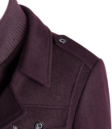 APTRO Mens Pea Coat Wool Jacket Windbreaker Single Breasted Winter Coat