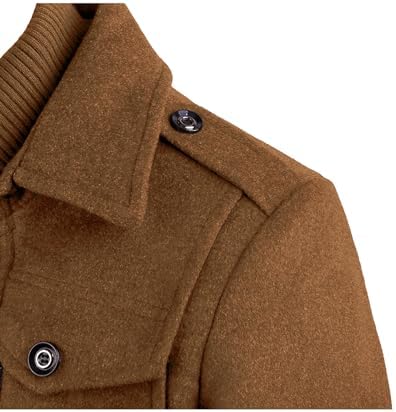 APTRO Mens Pea Coat Wool Jacket Windbreaker Single Breasted Winter Coat