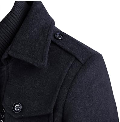 APTRO Mens Pea Coat Wool Jacket Windbreaker Single Breasted Winter Coat
