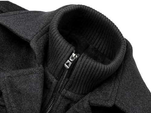 APTRO Mens Pea Coat Wool Jacket Windbreaker Single Breasted Winter Coat