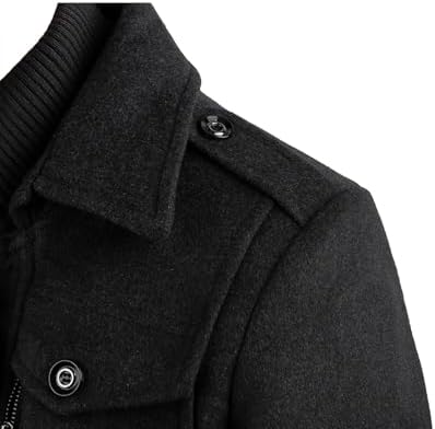 APTRO Mens Pea Coat Wool Jacket Windbreaker Single Breasted Winter Coat