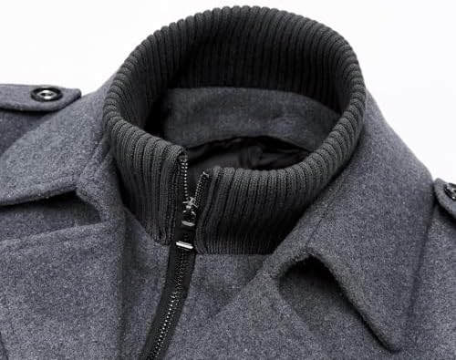 APTRO Mens Pea Coat Wool Jacket Windbreaker Single Breasted Winter Coat