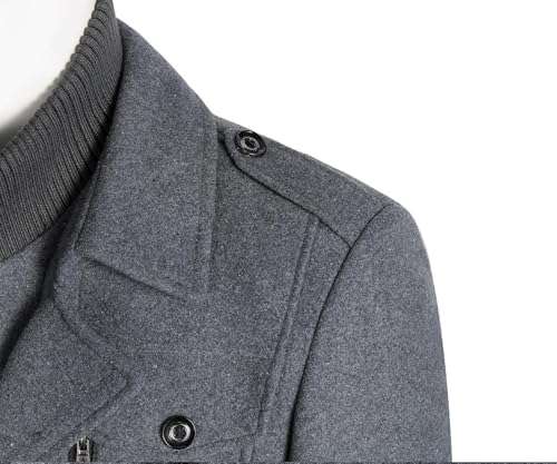 APTRO Mens Pea Coat Wool Jacket Windbreaker Single Breasted Winter Coat