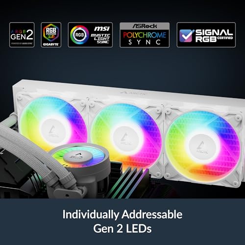 ARCTIC Liquid Freezer III Pro 360 A RGB  White    AIO CPU Cooler  3 x 120 mm Water Cooling  38 mm Radiator  PWM Pump  VRM Fan  AMD AM5/AM4  Intel LGA1851/1700 Contact Frame   White