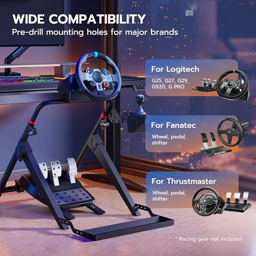 ARES WING Foldable Sim Racing Wheel Stand with Chair Fixing Slot Formula and GT Racing Simulator Cockpit Compatible with Fanatec Thrustmaster Logitech Moza Racing Games on PS5 PS4 Xbox and PC