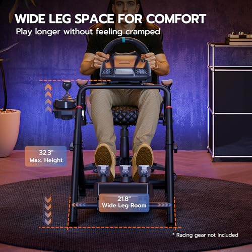 ARES WING Foldable Sim Racing Wheel Stand with Chair Fixing Slot Formula and GT Racing Simulator Cockpit Compatible with Fanatec Thrustmaster Logitech Moza Racing Games on PS5 PS4 Xbox and PC