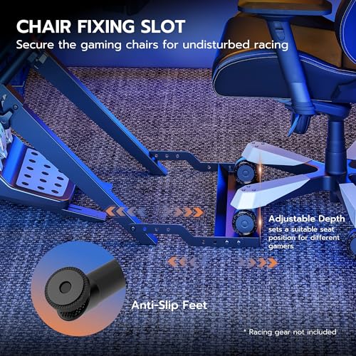 ARES WING Foldable Sim Racing Wheel Stand with Chair Fixing Slot Formula and GT Racing Simulator Cockpit Compatible with Fanatec Thrustmaster Logitech Moza Racing Games on PS5 PS4 Xbox and PC