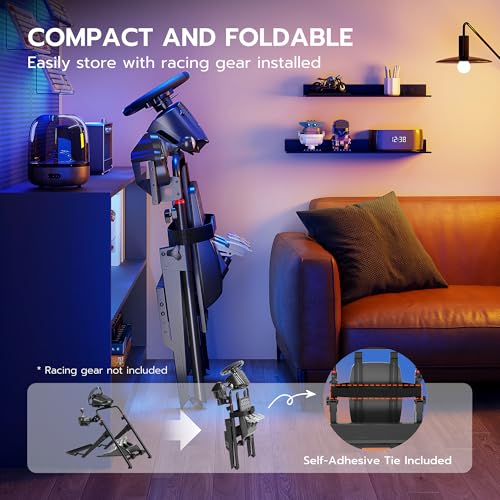 ARES WING Foldable Sim Racing Wheel Stand with Chair Fixing Slot Formula and GT Racing Simulator Cockpit Compatible with Fanatec Thrustmaster Logitech Moza Racing Games on PS5 PS4 Xbox and PC