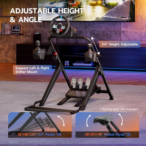 ARES WING Foldable Sim Racing Wheel Stand with Chair Fixing Slot  Formula and GT Racing Simulator Cockpit Compatible with Fanatec  Thrustmaster  Logitech  Moza  Racing Games on PS5  PS4  Xbox and PC