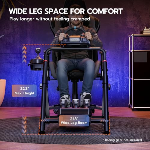 ARES WING Foldable Sim Racing Wheel Stand with Chair Fixing Slot  Formula and GT Racing Simulator Cockpit Compatible with Fanatec  Thrustmaster  Logitech  Moza  Racing Games on PS5  PS4  Xbox and PC