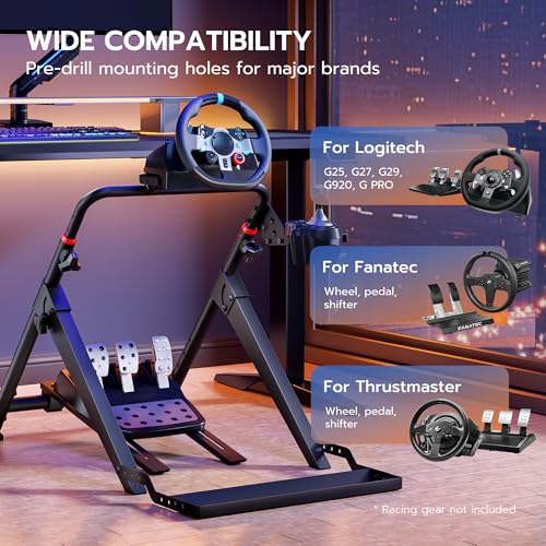 ARES WING Foldable Sim Racing Wheel Stand with Chair Fixing Slot  Formula and GT Racing Simulator Cockpit Compatible with Fanatec  Thrustmaster  Logitech  Moza  Racing Games on PS5  PS4  Xbox and PC