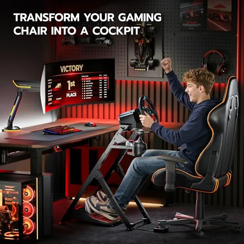 ARES WING Sim Racing Wheel Stand  Racing Simulator Cockpit with Chair Fixing Slot  Foldable Sim Racing Cockpit Compatible with Logitech G29 G920 G923  Fanatec  Thrustmaster  Moza  Gaming Equipment