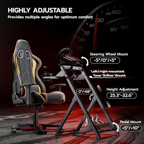 ARES WING Sim Racing Wheel Stand  Racing Simulator Cockpit with Chair Fixing Slot  Foldable Sim Racing Cockpit Compatible with Logitech G29 G920 G923  Fanatec  Thrustmaster  Moza  Gaming Equipment