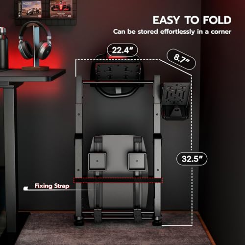ARES WING Sim Racing Wheel Stand  Racing Simulator Cockpit with Chair Fixing Slot  Foldable Sim Racing Cockpit Compatible with Logitech G29 G920 G923  Fanatec  Thrustmaster  Moza  Gaming Equipment