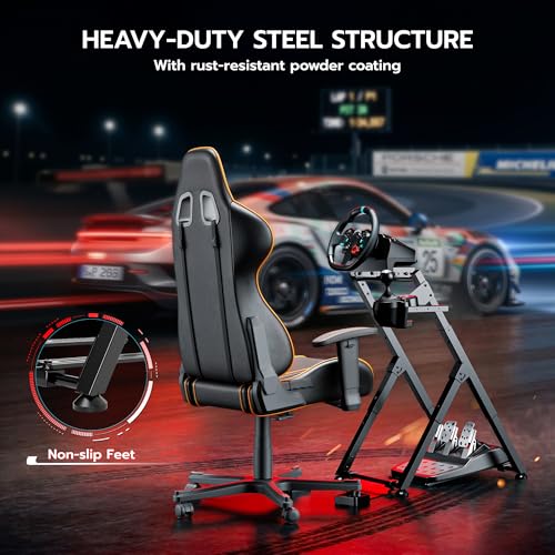ARES WING Sim Racing Wheel Stand  Racing Simulator Cockpit with Chair Fixing Slot  Foldable Sim Racing Cockpit Compatible with Logitech G29 G920 G923  Fanatec  Thrustmaster  Moza  Gaming Equipment