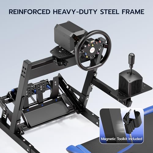 ARES WING Sim Racing Cockpit with Seat  Adjustable Driving Simulator Cockpit with Headrest & Lumbar Support  Sim Racing Rig for 16Nm Direct Drive Compatible with PC  PS5 and Xbox  Blue