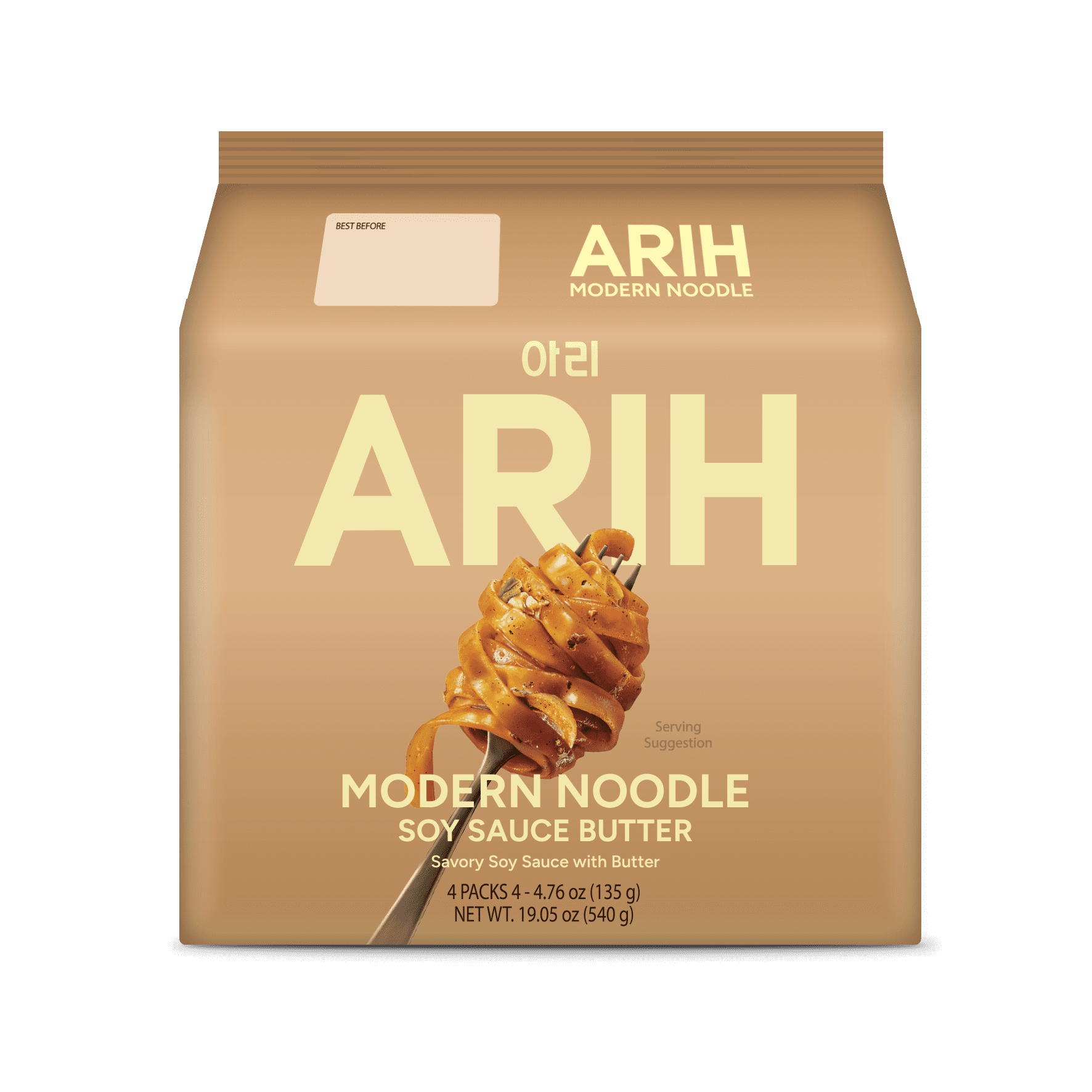 ARIH Modern Noodles  Western Korean Fusion Soup Less Noodles  Soy Sauce Butter  4 Pack
