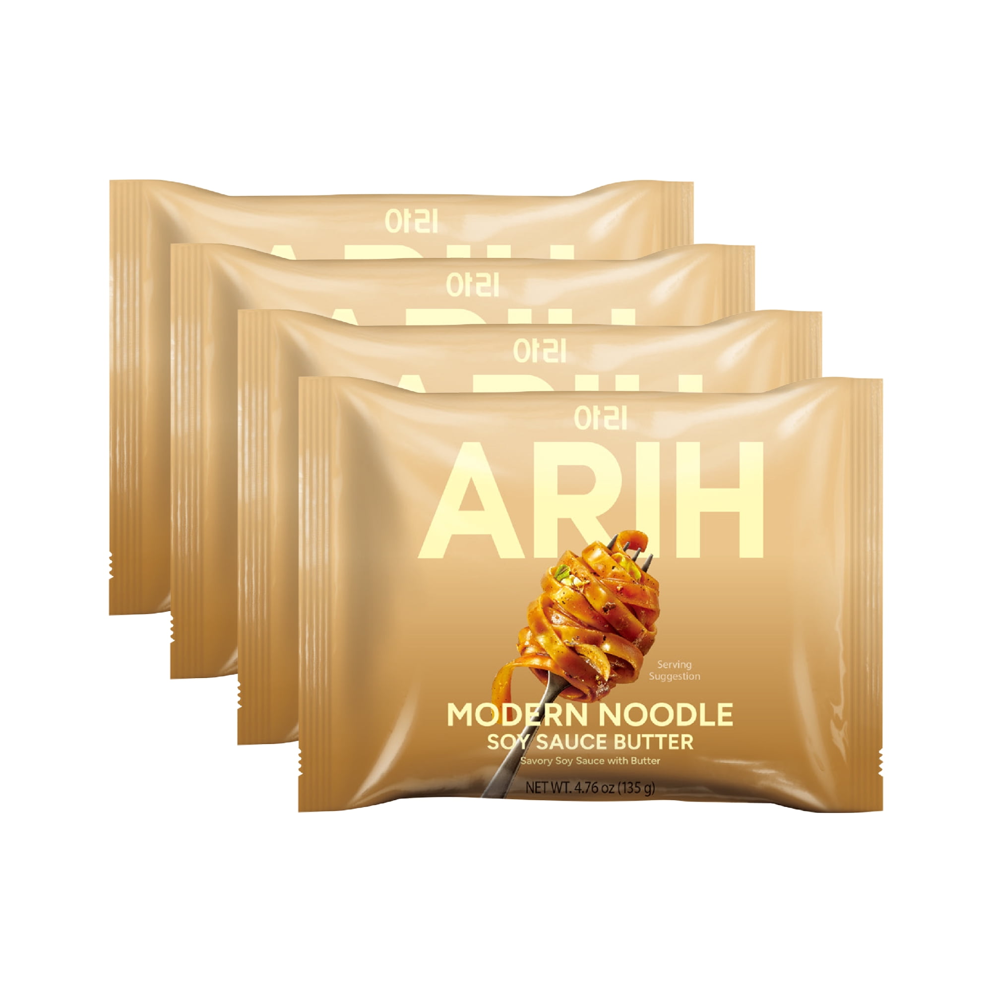 ARIH Modern Noodles  Western Korean Fusion Soup Less Noodles  Soy Sauce Butter  4 Pack