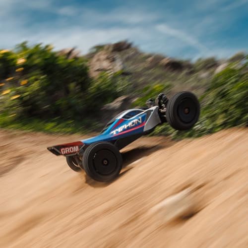 ARRMA RC Car Typhon GROM 4x4 Smart Small Scale Buggy RTR con batería y cargador, azul/plata ARA2106T1