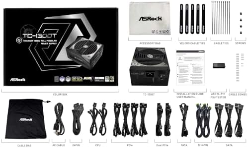 ASROCK TC 1300T 1300 WATT 80 Plus Titanium ATX Fully Modular Power Supply   ATX 3 1 Compatible