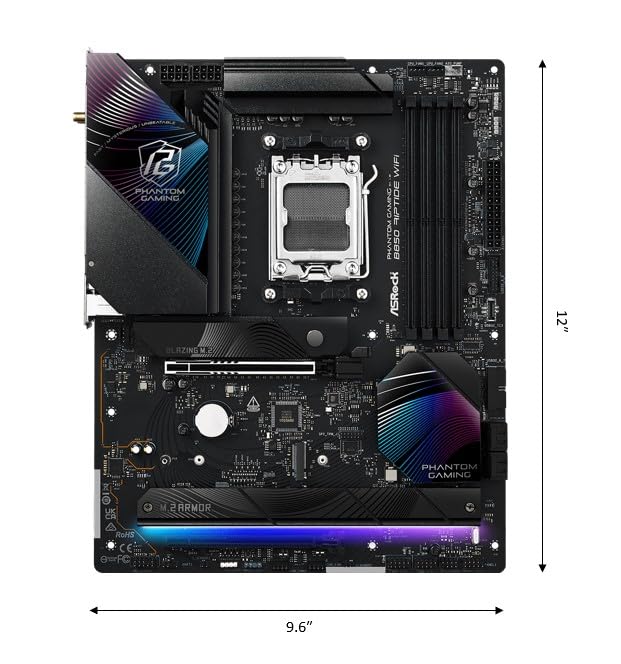 ASRock AMD B850 Phantom Gaming Riptide WiFi 7 Socket AM5 Ryzen 9000/8000/7000 Series DDR5 8000   OC  MHz 256GB ATX Motherboard M 2 SATA3 6 0 Gb/s PCIe 5 0