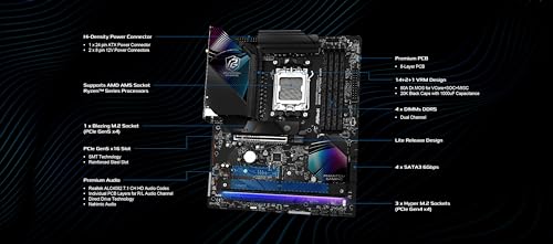 ASRock AMD B850 Phantom Gaming Riptide WiFi 7 Socket AM5 Ryzen 9000/8000/7000 Series DDR5 8000   OC  MHz 256GB ATX Motherboard M 2 SATA3 6 0 Gb/s PCIe 5 0