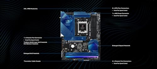 ASRock AMD B850 Phantom Gaming Riptide WiFi 7 Socket AM5 Ryzen 9000/8000/7000 Series DDR5 8000   OC  MHz 256GB ATX Motherboard M 2 SATA3 6 0 Gb/s PCIe 5 0