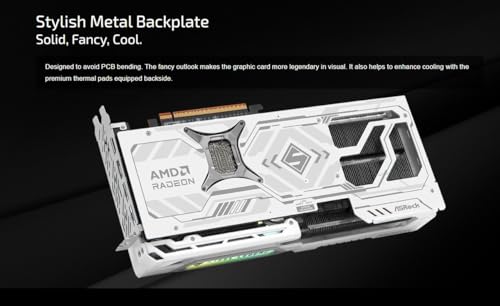 ASRock AMD Radeon RX 9070 XT Steel Legend 16GB White GPU 20Gbps GDDR6 256Bit 3rd Gen RT 2nd Gen AI Accelerators PCIe5 0 800W 2x8 pin Triple Fan DP2 1a HDMI2 1b Graphics Card 2 9 Slot